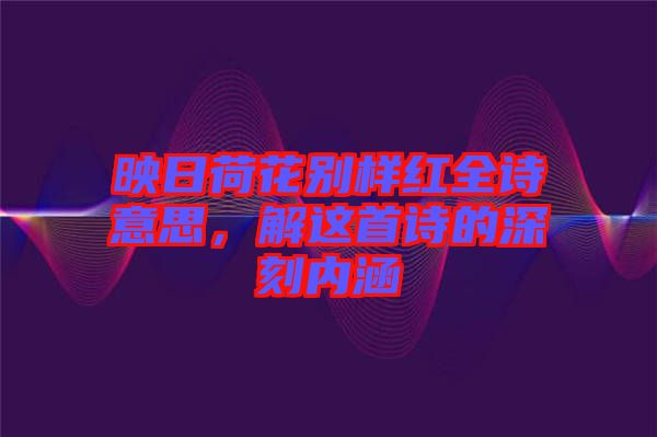 映日荷花別樣紅全詩意思，解這首詩的深刻內(nèi)涵