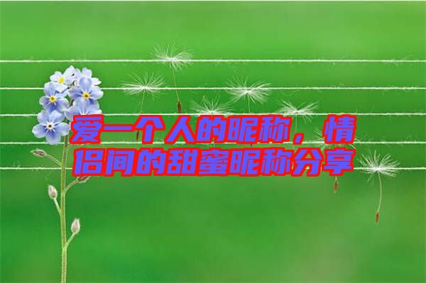 愛一個人的昵稱，情侶間的甜蜜昵稱分享