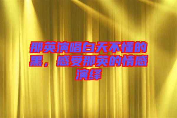 那英演唱白天不懂的黑，感受那英的情感演繹