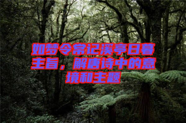 如夢令常記溪亭日暮主旨，解唐詩中的意境和主題