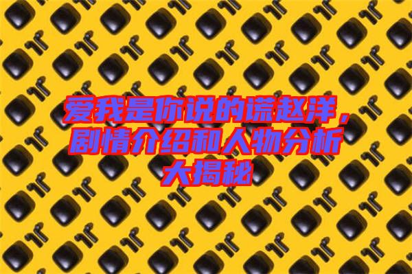 愛我是你說的謊趙洋，劇情介紹和人物分析大揭秘