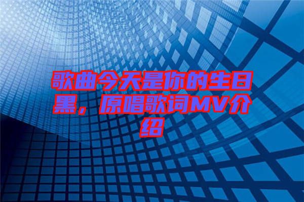 歌曲今天是你的生日黑，原唱歌詞MV介紹