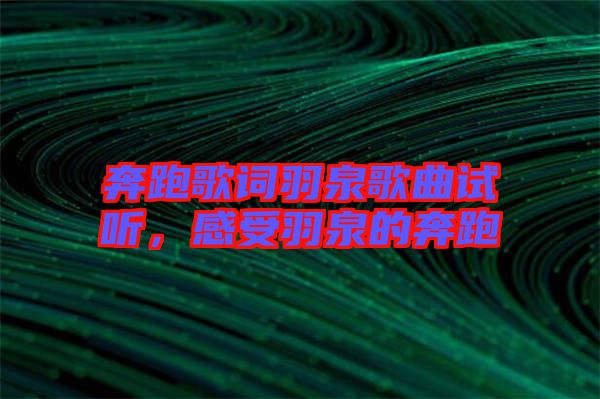 奔跑歌詞羽泉歌曲試聽，感受羽泉的奔跑