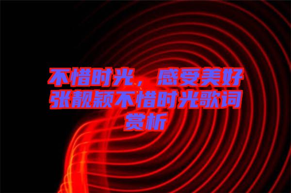 不惜時光，感受美好張靚穎不惜時光歌詞賞析