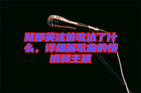 默那英這首歌達了什么，詳細解歌曲的情感和主題