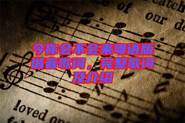 今你會(huì)不會(huì)來(lái)粵語(yǔ)版諧音歌詞，完整歌詞及介紹