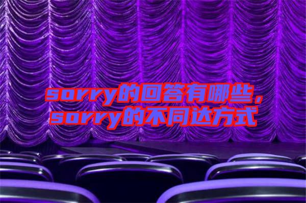 sorry的回答有哪些，sorry的不同達(dá)方式