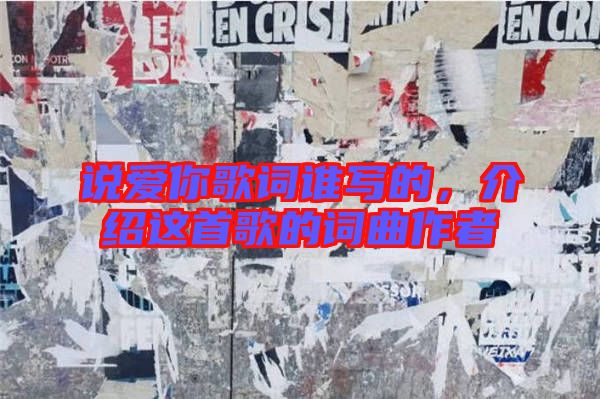 說愛你歌詞誰寫的，介紹這首歌的詞曲作者