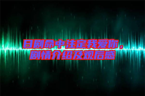 日劇命中注定我愛你，劇情介紹及觀后感