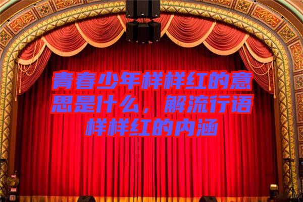 青春少年樣樣紅的意思是什么，解流行語(yǔ)樣樣紅的內(nèi)涵
