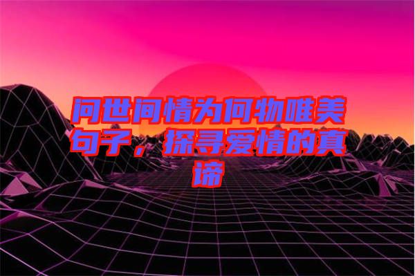 問世間情為何物唯美句子，探尋愛情的真諦