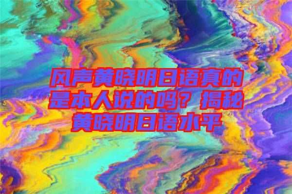 風(fēng)聲黃曉明日語(yǔ)真的是本人說(shuō)的嗎？揭秘黃曉明日語(yǔ)水平
