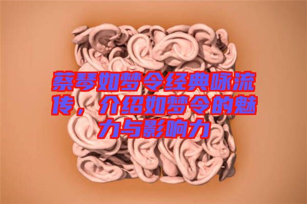 蔡琴如夢令經(jīng)典詠流傳，介紹如夢令的魅力與影響力