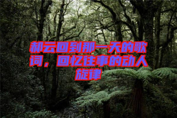 郝云回到那一天的歌詞，回憶往事的動(dòng)人旋律