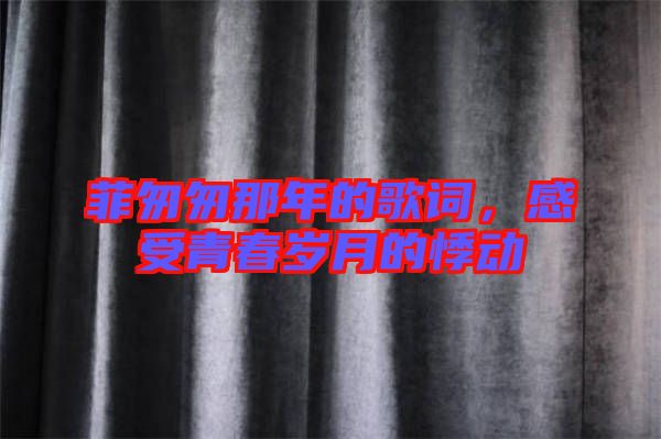 菲匆匆那年的歌詞，感受青春歲月的悸動(dòng)
