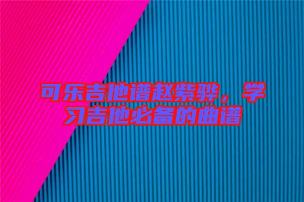 可樂吉他譜趙紫驊，學習吉他必備的曲譜