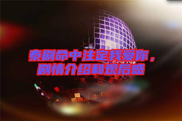泰劇命中注定我愛你，劇情介紹和觀后感