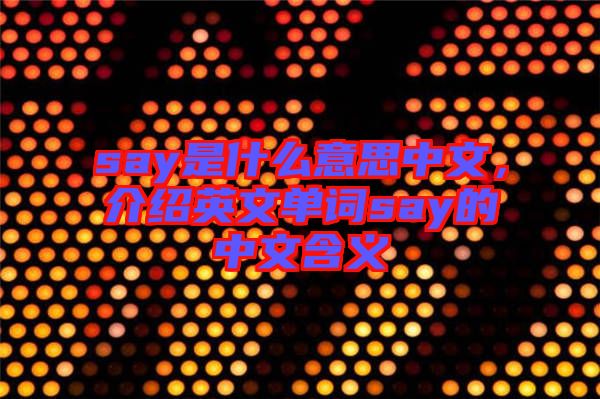 say是什么意思中文，介紹英文單詞say的中文含義