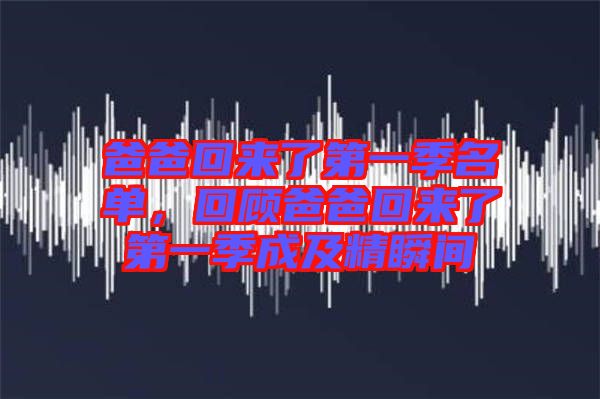 爸爸回來了第一季名單，回顧爸爸回來了第一季成及精瞬間