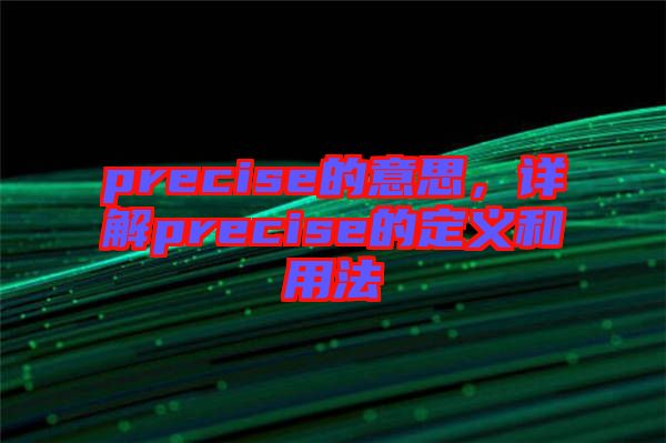 precise的意思，詳解precise的定義和用法