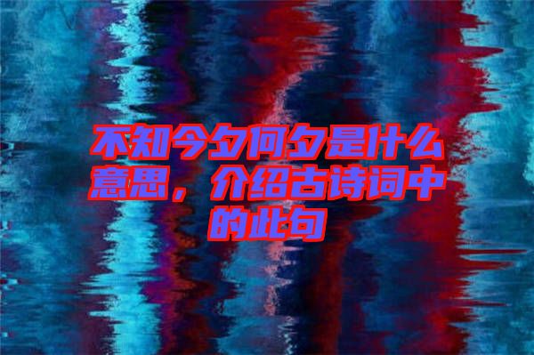不知今夕何夕是什么意思，介紹古詩詞中的此句