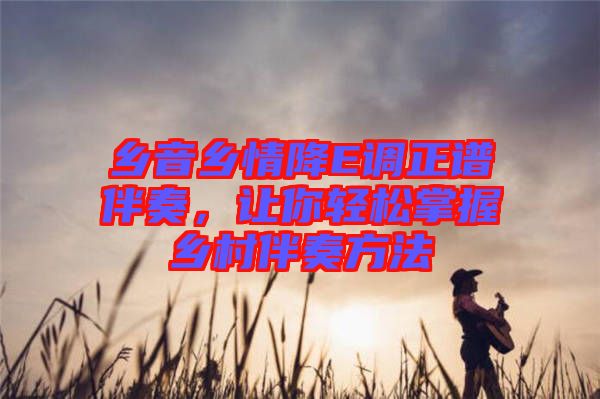鄉(xiāng)音鄉(xiāng)情降E調(diào)正譜伴奏，讓你輕松掌握鄉(xiāng)村伴奏方法