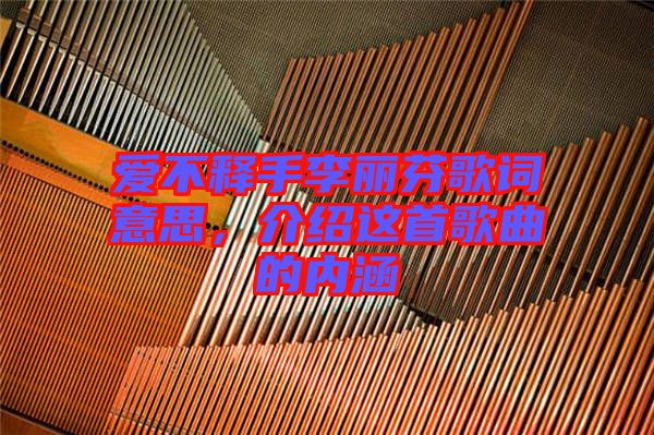 愛(ài)不釋手李麗芬歌詞意思，介紹這首歌曲的內(nèi)涵