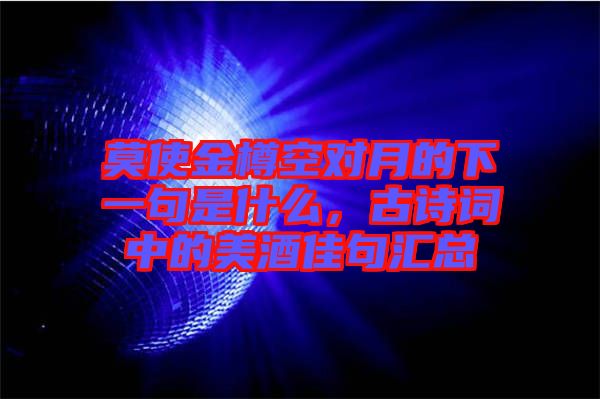 莫使金樽空對月的下一句是什么，古詩詞中的美酒佳句匯總