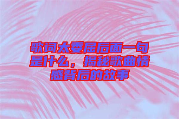 歌詞太委屈后面一句是什么，揭秘歌曲情感背后的故事