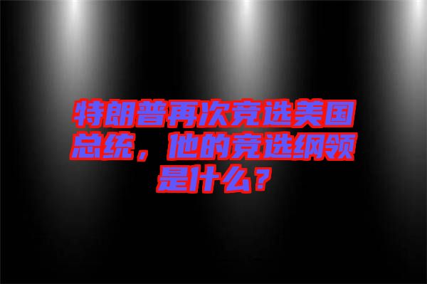 特朗普再次競選美國總統(tǒng)，他的競選綱領(lǐng)是什么？
