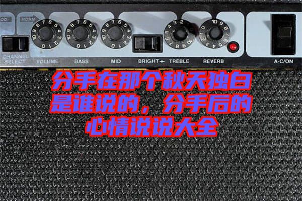 分手在那個秋天獨白是誰說的，分手后的心情說說大全