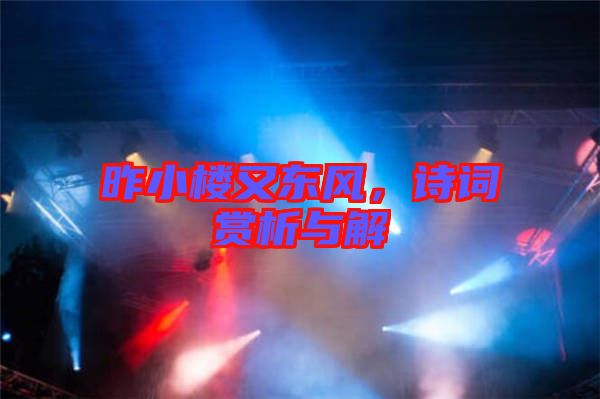 昨小樓又東風(fēng)，詩詞賞析與解