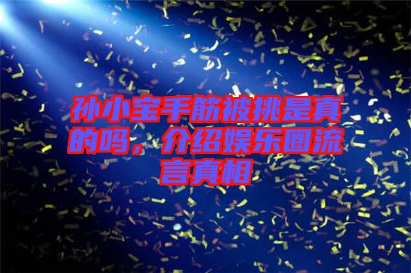 孫小寶手筋被挑是真的嗎，介紹娛樂圈流言真相