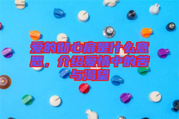 愛的徹心扉是什么意思，介紹愛情中的苦與渴望