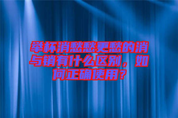 舉杯消愁愁更愁的消與銷有什么區(qū)別，如何正確使用？