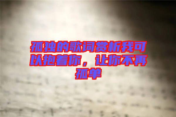 孤獨(dú)的歌詞賞析我可以抱著你，讓你不再孤單