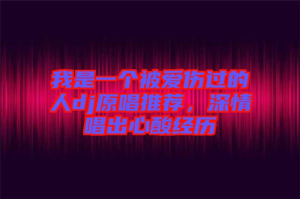 我是一個(gè)被愛傷過(guò)的人dj原唱推薦，深情唱出心酸經(jīng)歷