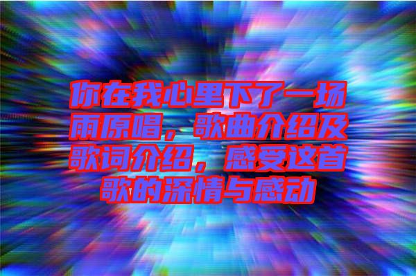 你在我心里下了一場(chǎng)雨原唱，歌曲介紹及歌詞介紹，感受這首歌的深情與感動(dòng)