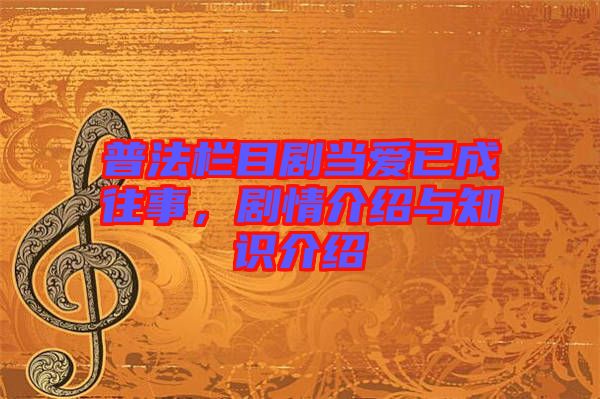 普法欄目劇當愛已成往事，劇情介紹與知識介紹
