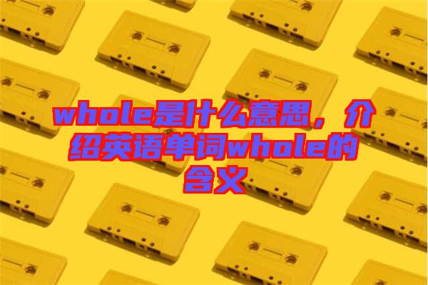 whole是什么意思，介紹英語(yǔ)單詞whole的含義