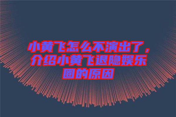 小黃飛怎么不演出了，介紹小黃飛退隱娛樂(lè)圈的原因
