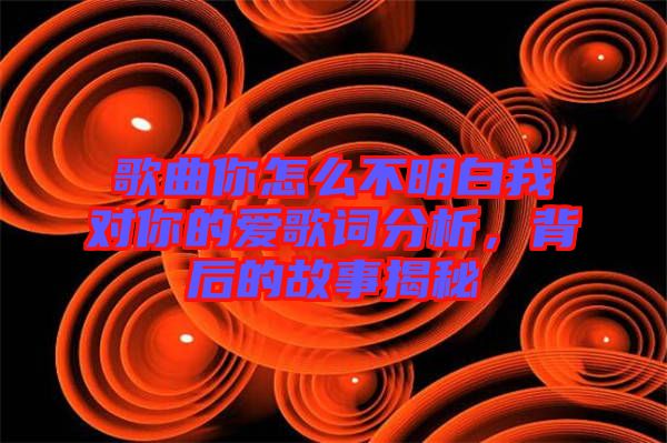 歌曲你怎么不明白我對(duì)你的愛(ài)歌詞分析，背后的故事揭秘