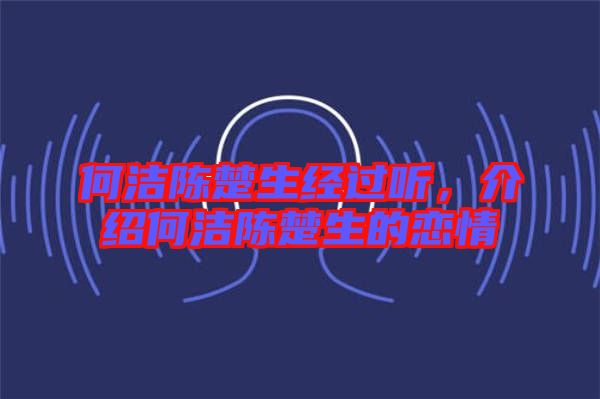 何潔陳楚生經(jīng)過聽，介紹何潔陳楚生的戀情