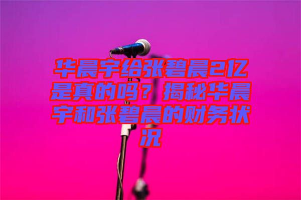 華晨宇給張碧晨2億是真的嗎？揭秘華晨宇和張碧晨的財(cái)務(wù)狀況