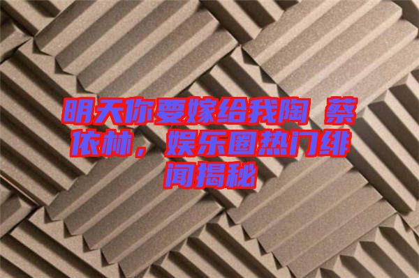 明天你要嫁給我陶喆蔡依林，娛樂圈熱門緋聞揭秘