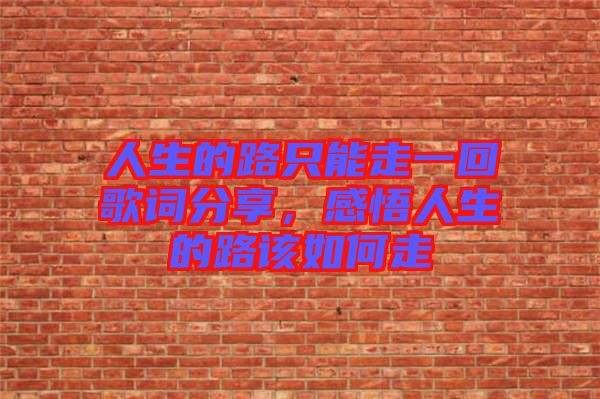 人生的路只能走一回歌詞分享，感悟人生的路該如何走