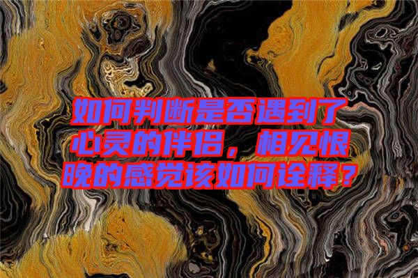 如何判斷是否遇到了心靈的伴侶，相見(jiàn)恨晚的感覺(jué)該如何詮釋?zhuān)? width=