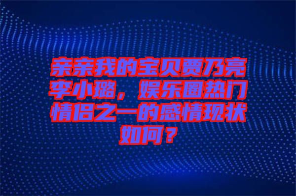 親親我的寶貝賈乃亮李小璐，娛樂(lè)圈熱門情侶之一的感情現(xiàn)狀如何？