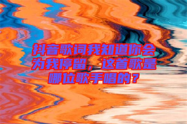 抖音歌詞我知道你會(huì)為我停留，這首歌是哪位歌手唱的？