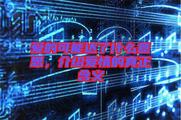 愛的可能達了什么意思，介紹愛情的真正含義
